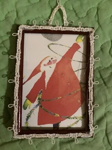 Tarjeta de Papá Noel vintage enmarcada - Imagen 1 de 3