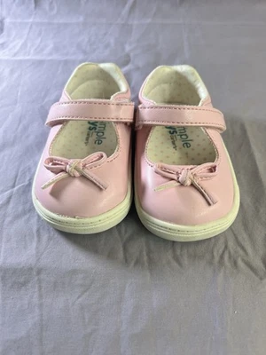 Carters Simply Joy Baby Girls Shoes Size 4m Pink Mary Jane Flats Bow EUC - Image 1 of 4