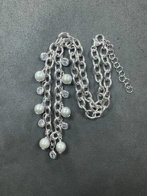 21.4g HONORA Sterling Silver 925 Pearl & CZ Necklace 18”-20” Jewelry lot W - Image 1 of 4