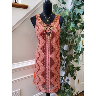 Madison Leigh Women's Multicolor Polyester V-Neck Sleeveless Knee Length Dress 6 - Image 1 of 4