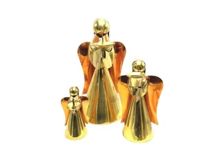 Vintage Handcrafted Brass & Copper Angel Candle Holders Set Of 3 - Picture 1 of 10