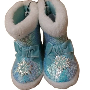 Disney Frozen II Anna & Elsa Girls Slipper Boots 7-8 Glitter Snowflake NEW 5S9 - Picture 1 of 7