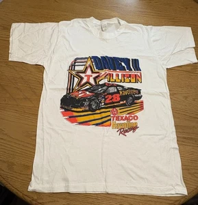 Vintage Davey Allison T Shirt Men’s Large White NASCAR Single Stitch Texaco USA - Picture 1 of 9