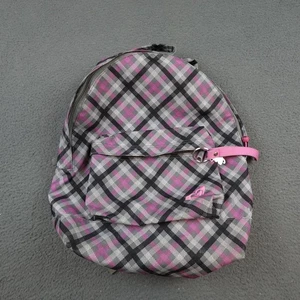 Roxy Rucksack pink grau schwarz kariert Logo Schultasche Daypack Fronttasche Damen - Bild 1 von 9