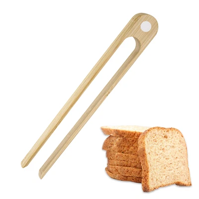 AEX Bamboo Wooden Toaster Tongs Wood Magnetic Toast Tong Bread Sugar Food Salad - Image 1 of 4