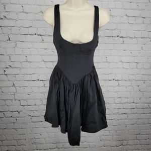 12th Tribe Black Sleeveless Back Zip Fit & Flare Stretch Mini Dress Small S - Picture 1 of 12
