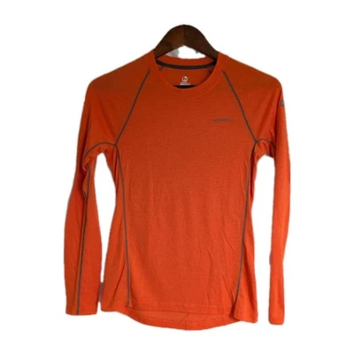 Merrell Womens Size Small Long Select Wick  Baselayer Shirt Orange 0278 - Image 1 of 4