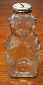 Vintage 1950's Snow Crest Bank Bottle Clear Glass Bear 7.25" Tall with Cap Salem - Picture 1 of 14