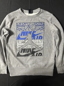 NIKE AIR JORDAN BOY'S Size Medium GRAY SWEATSHIRT Jump Man - Picture 1 of 7