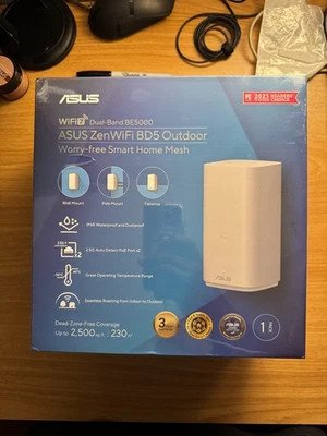 ASUS ZenWiFi BD5 Outdoor Dual-Band WiFi 7 Mesh Router 5000 Mbps 2500 sq ft (1pk) - Image 1 of 4
