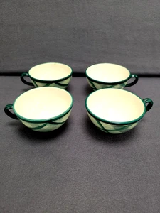 4 Vintage Vernon Kilns Vernonware Organdie T515 Plaid Coffee Cups 4" Green White - Picture 1 of 9