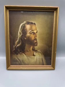 Vtg Warner Sallman Jesus Litho Art Picture Framed Kriebel & Bates 1941 9"x11" - Picture 1 of 7