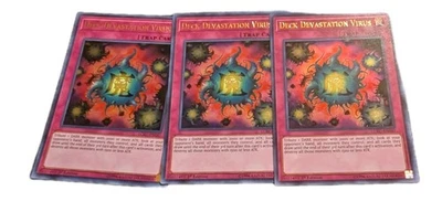 Yugioh Trading Card: 3x Deck Devastation Virus LCKC-EN047 Ultra Rare 1st Ed NM - Image 1 of 2