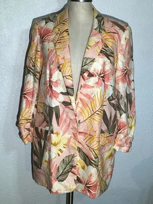 Joie Kishina Womens Linen Floral Blazer Size 12 - Image 1 of 4