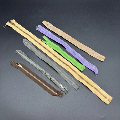 Lote de 7 cierres de costura usados vintage con cremallera metálica Foto 1 de 4