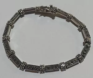 CFJ Marcasite & Sterling silver Bar Link 7” bracelet 13.5 Grams D6 - Picture 1 of 8