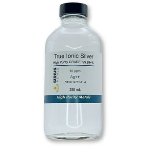 True Free Silver Ions (Ag++): 10 ppm, purezza 99,99+% - 250 ml in vetro - Foto 1 di 2