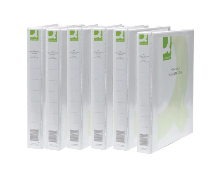 Q-Connect Presentation 25mm 2D Ring Binder A4 White (Pack of 6) KF72645 - Image 1 of 1