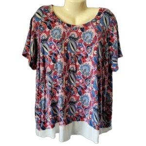 Rose + Olive Damen 2X Plus Top Kurzarm Kunstschicht Viskose Elasthan gebraucht, in einwandfreiem Zustand - Bild 1 von 11