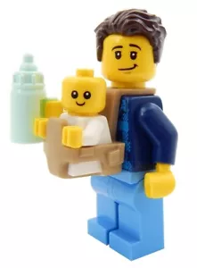 NEW LEGO DAD with Baby in Carrier MINIFIG LOT minifigure city town father figure - Picture 1 of 1