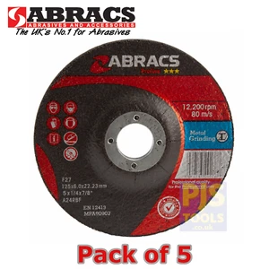 5 x Abracs 125mm x 6,0mm 22mm Bohrung Niedergepresst Zentrum Metall Schleifscheiben Stahl - Bild 1 von 2
