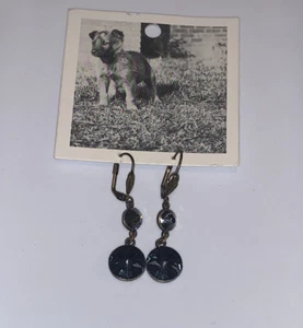 Pendientes colgantes Anthropologie cristal Swarovski metal bronceado EE. UU. Nuevos con etiquetas - Imagen 1 de 6