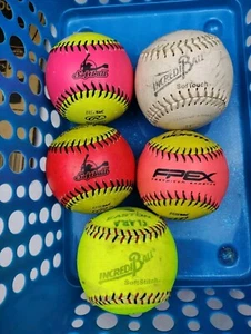 Mixed Lot Of 5 Training Practice Softballs 10"-11" Rawlings Incrediball Rubber - Picture 1 of 12