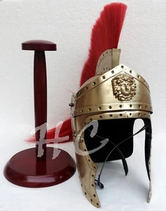 Roman Medieval Steel Centurion Helmet Red Plume Armor Collectible Gift W/ Stand - Picture 1 of 5