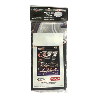Denny Hamlin #11 联邦快递垂直 27 英寸 X 37 英寸国旗 NASCAR 2008 Wincraft 全新 — 第 1/4 张图片