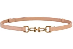 Cinturón Mujer Cuero Beige Ajustable 55-97cm Oro Rosa Herrajes Nuevo en Caja - Imagen 1 de 6