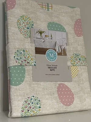 NEW Martha Stewart Pastel Easter Eggs Cotton Blend Tablecloth Nappe 60x84 in - Image 1 of 3