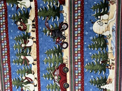 Arctic Holiday quilt fabric by South Sea Imports 67278-473 border print snowmen - Image 1 of 4