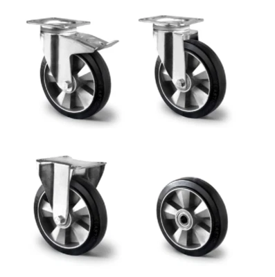 MARKENLOS Schwerlastrolle Transportrolle 125 160 200mm Gummi schwarz Lenkrolle Bock Bremse