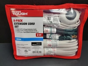 Hyper Tough 5 pack Extension Cord Set Indoors Christmas Brand New!!! - Picture 1 of 2