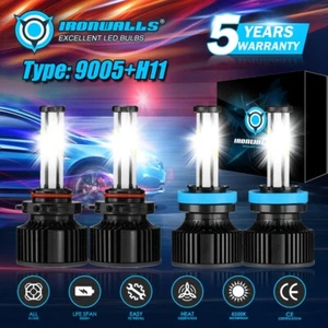 For Peterbilt 579 587 Trucks 6-sides White 9005 H11 Hi/Lo LED Headlight Bulbs 4X - Picture 1 of 12