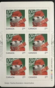 Canada stamp Booklet Pane of 6 #2883a Christmas Animals: Polar Bear - Picture 1 of 2