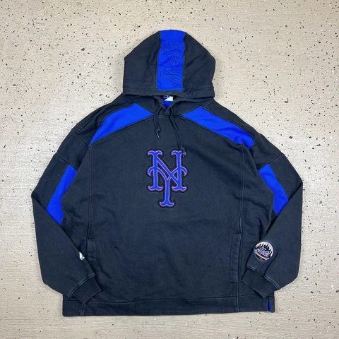 New York Mets Hoodie Men’s XL Black Pullover MLB Baseball Majestics Adult Y2K Cover