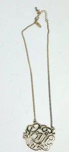 Scrolled Love Pendant Necklace Gold Tone Choker / Necklace Marked NY - Picture 1 of 7