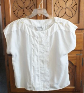 Womens Alice Stuart short sleeve blouse white 100% polyester lace trim sz 12 - Picture 1 of 3