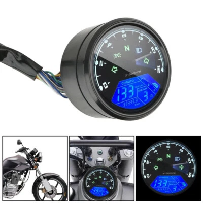Velocímetro digital LCD para motocicleta odómetro impermeable 12000 RPM engranaje tacómetro  Foto 1 de 4