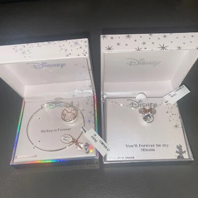 Disney Minnie Mouse Fine Silver Plated Necklace Pendant & Stainless S Bracel NWT - Image 1 of 4