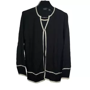 Cardigan aperto davanti Hillard & Hanson nuovo con etichette top a strati donna 1x nero bianco - Foto 1 di 6