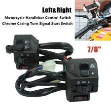 7/8" Motorcycle Handlebar Control Chrome Casing Turn Signal Start Switch General