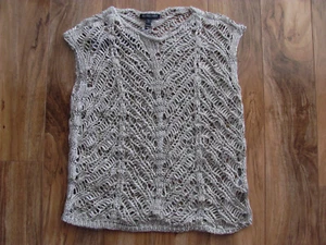 Eileen Fisher Top-Pinselstrich Satinband Naht-Ahorn Hafer/Beige-Größe PM-Neu mit Etikett $ 198 - Bild 1 von 12