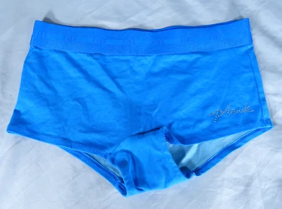 VTG Victoria's Secret BLUE SHORTIE PANTIES Love Pink Waistband CRYSTAL LOGO sz M - Image 1 of 4
