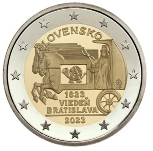 Moneda 2€ Eslovaquia 2023 Correo caballos Viena-Bratislava SC/UNC. - Imagen 1 de 1