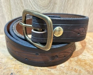 CINTURÓN DE CUERO WESTERN PARA HOMBRE Marrón 1.25 pulgadas de ancho CINTURÓN DE RODEO VAQUERO HECHO A MANO - Imagen 1 de 6