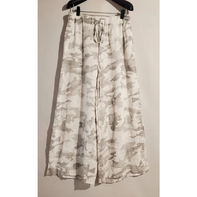 Pantalón GiGi Moda Mujer Camuflaje Lino Pierna Ancha Recortado Pull On Palazzo Talla 28 Italia Foto 1 de 4