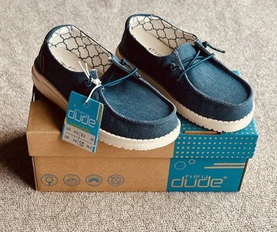 Youth Hey Dude Shoes Wendy Sparkling Denim Kids Size 10 New With Box  - Image 1 of 4