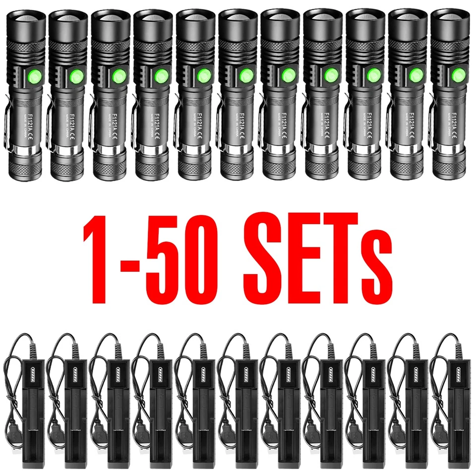 EDC LED Flashlight Rechargeable Super Bright Tactical Pocket Flash Lights Torch - Bild 1 von 4